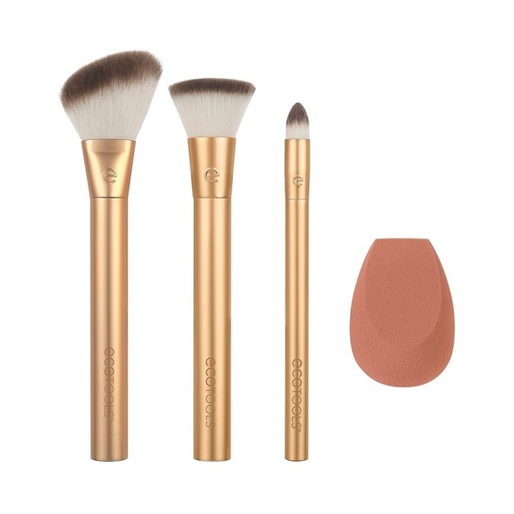 EcoTools Precious Metals Face Blend + Sculpt Set 4pc Makeup Brush Kit NEW - Picture 2 of 3